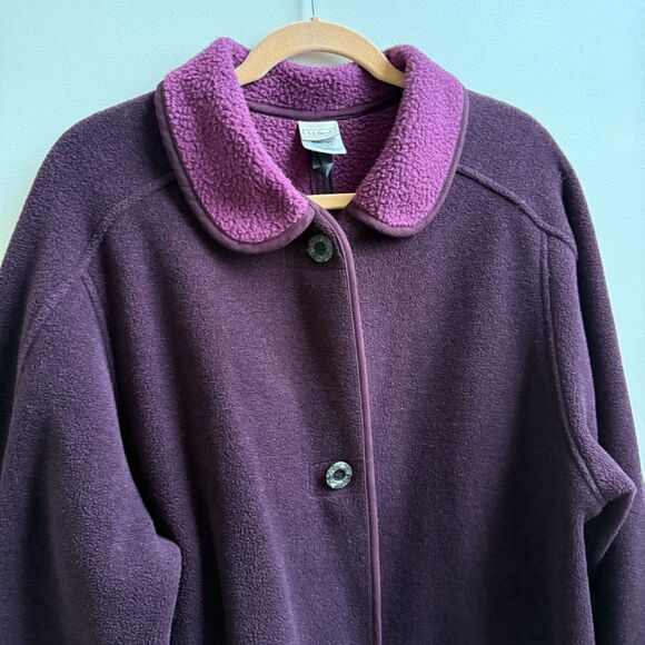 L.L. BEAN Women’s  Jacket Coat Fleece Barn Button Front Made In USA Size XL - Picture 3 of 5